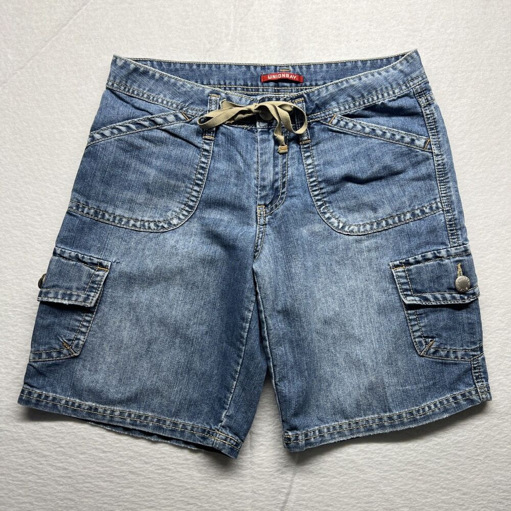 Vintage Y2K Union Bay Short Blue Denim Cargo Shorts Women’s Size 5